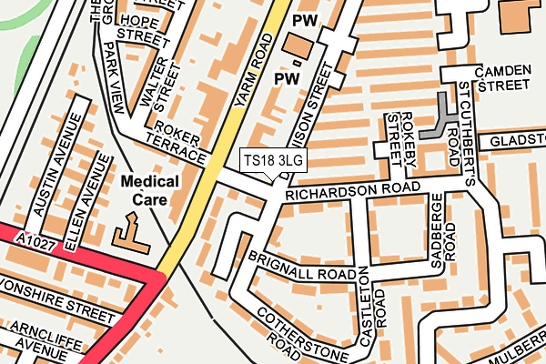 TS18 3LG map - OS OpenMap – Local (Ordnance Survey)