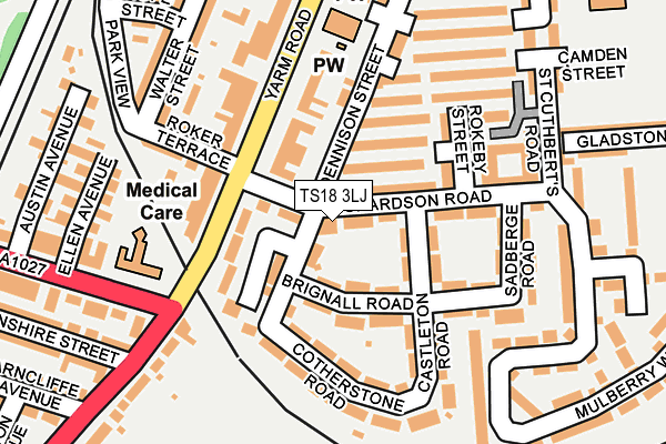 TS18 3LJ map - OS OpenMap – Local (Ordnance Survey)