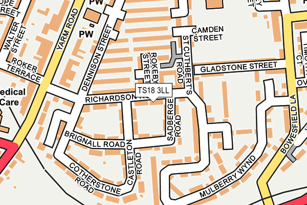 TS18 3LL map - OS OpenMap – Local (Ordnance Survey)