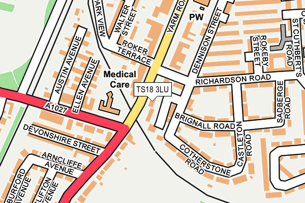 TS18 3LU map - OS OpenMap – Local (Ordnance Survey)