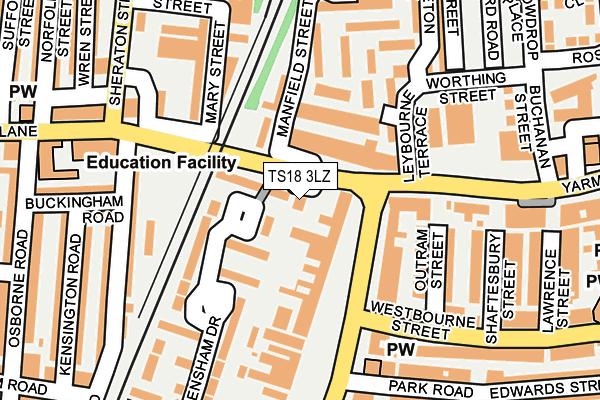 TS18 3LZ map - OS OpenMap – Local (Ordnance Survey)