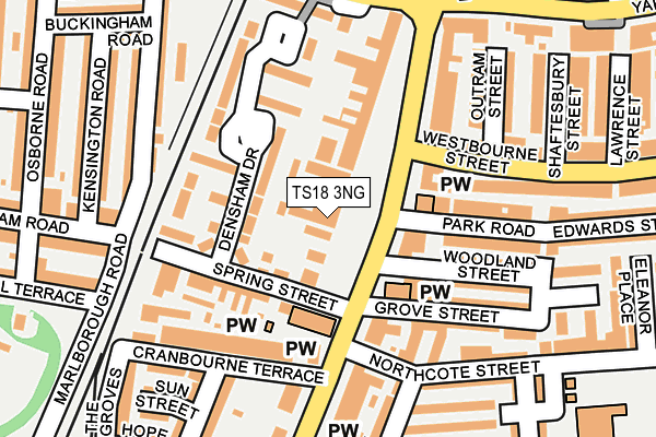 TS18 3NG map - OS OpenMap – Local (Ordnance Survey)