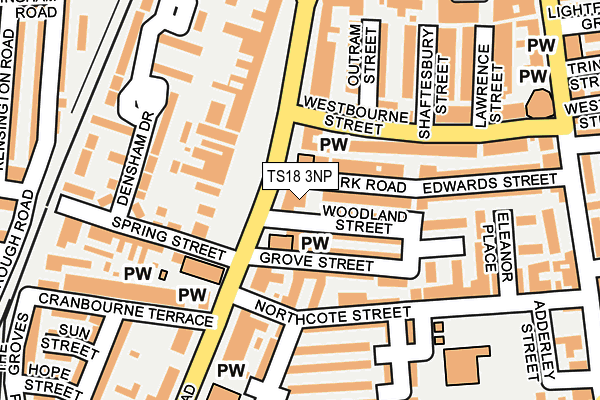 TS18 3NP map - OS OpenMap – Local (Ordnance Survey)