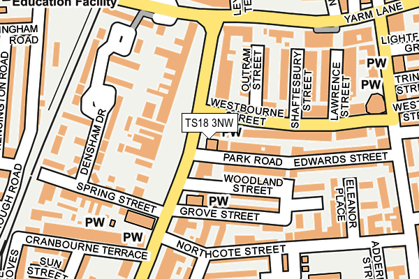 TS18 3NW map - OS OpenMap – Local (Ordnance Survey)