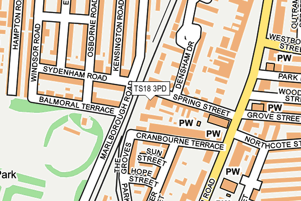 TS18 3PD map - OS OpenMap – Local (Ordnance Survey)