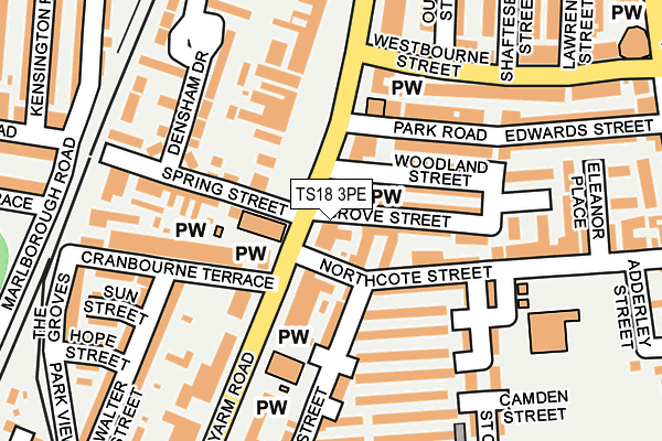 TS18 3PE map - OS OpenMap – Local (Ordnance Survey)