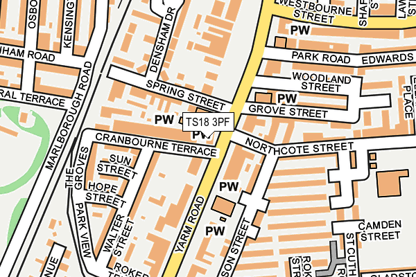 TS18 3PF map - OS OpenMap – Local (Ordnance Survey)