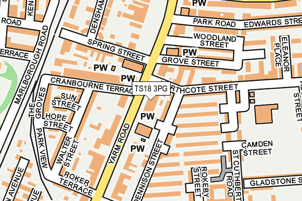 TS18 3PG map - OS OpenMap – Local (Ordnance Survey)