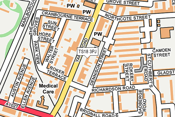 TS18 3PJ map - OS OpenMap – Local (Ordnance Survey)