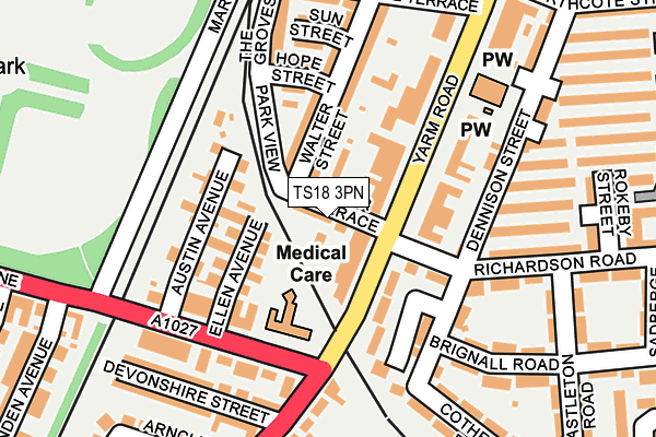 TS18 3PN map - OS OpenMap – Local (Ordnance Survey)