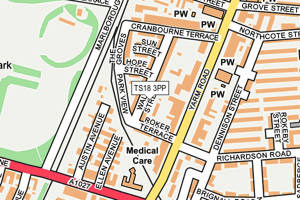 TS18 3PP map - OS OpenMap – Local (Ordnance Survey)