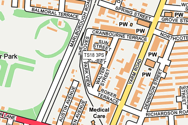 TS18 3PS map - OS OpenMap – Local (Ordnance Survey)