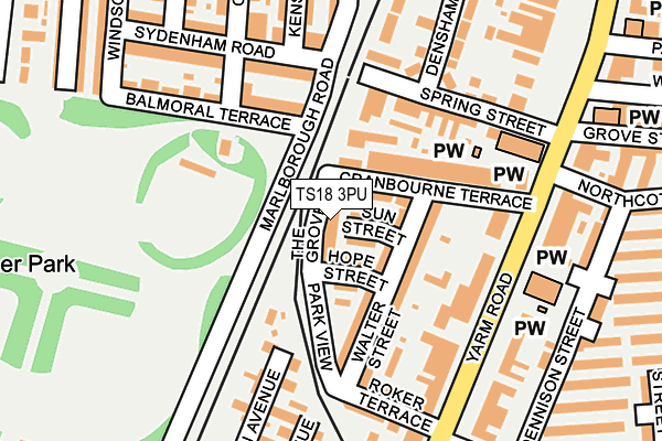 TS18 3PU map - OS OpenMap – Local (Ordnance Survey)