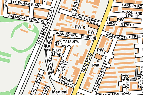 TS18 3PW map - OS OpenMap – Local (Ordnance Survey)