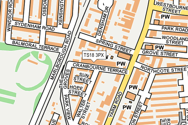 TS18 3PX map - OS OpenMap – Local (Ordnance Survey)