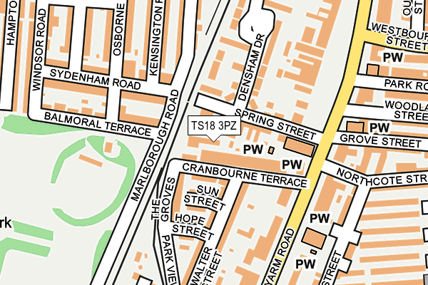 TS18 3PZ map - OS OpenMap – Local (Ordnance Survey)