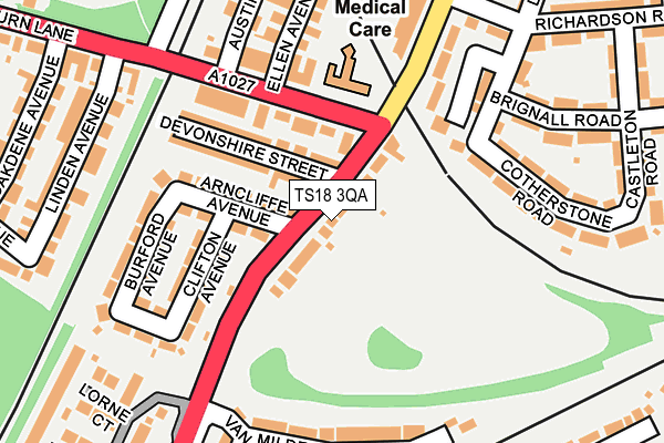 TS18 3QA map - OS OpenMap – Local (Ordnance Survey)