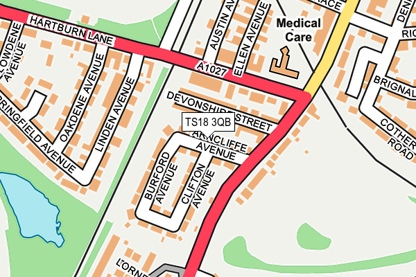 TS18 3QB map - OS OpenMap – Local (Ordnance Survey)