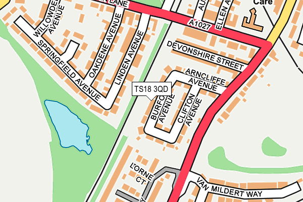 TS18 3QD map - OS OpenMap – Local (Ordnance Survey)