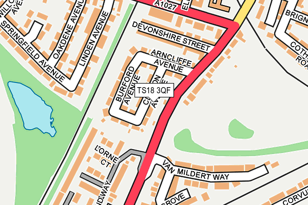 TS18 3QF map - OS OpenMap – Local (Ordnance Survey)