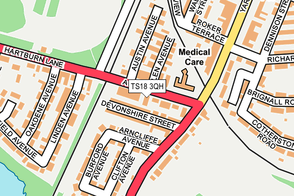 TS18 3QH map - OS OpenMap – Local (Ordnance Survey)