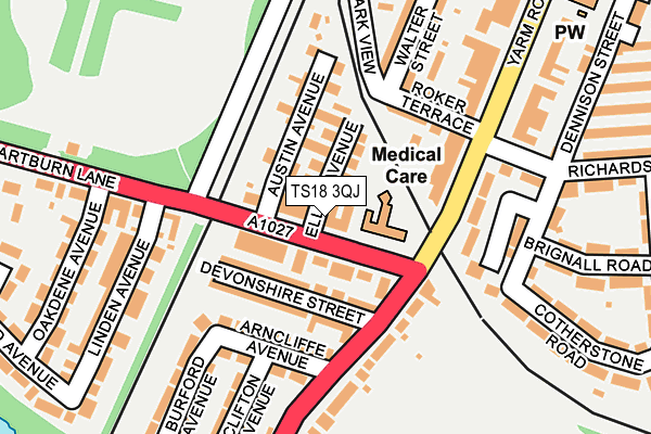 TS18 3QJ map - OS OpenMap – Local (Ordnance Survey)