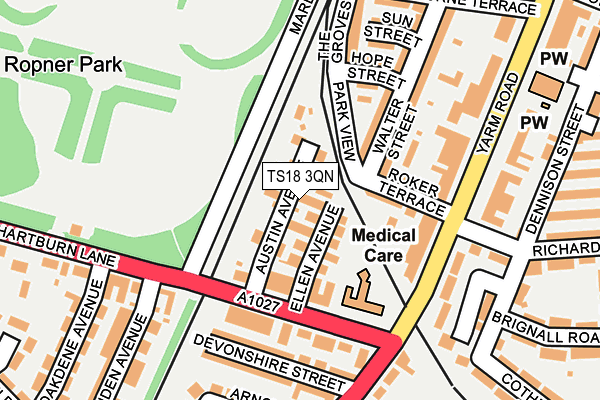 TS18 3QN map - OS OpenMap – Local (Ordnance Survey)