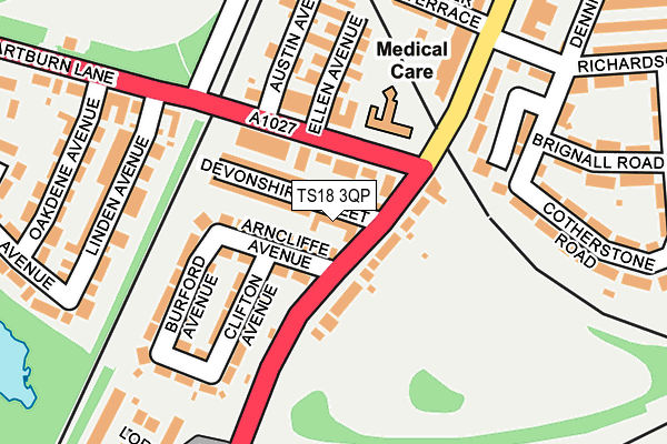TS18 3QP map - OS OpenMap – Local (Ordnance Survey)