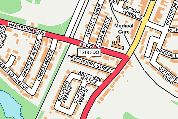 TS18 3QQ map - OS OpenMap – Local (Ordnance Survey)