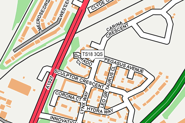 TS18 3QS map - OS OpenMap – Local (Ordnance Survey)