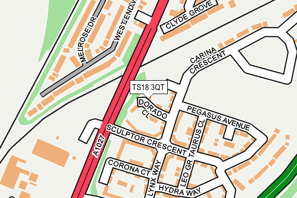 TS18 3QT map - OS OpenMap – Local (Ordnance Survey)