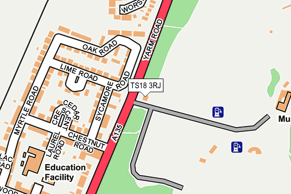 TS18 3RJ map - OS OpenMap – Local (Ordnance Survey)