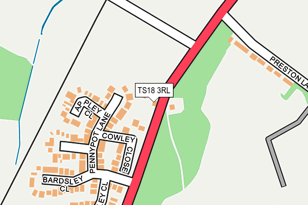 TS18 3RL map - OS OpenMap – Local (Ordnance Survey)