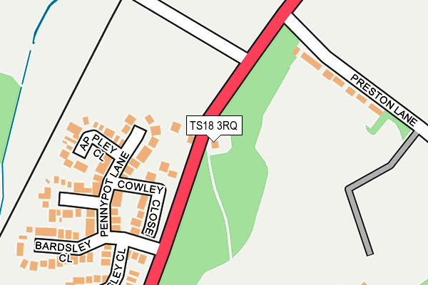 TS18 3RQ map - OS OpenMap – Local (Ordnance Survey)