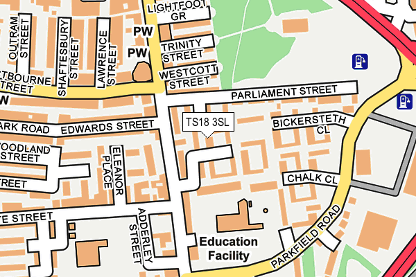 TS18 3SL map - OS OpenMap – Local (Ordnance Survey)