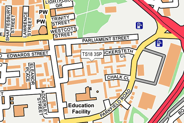 TS18 3SP map - OS OpenMap – Local (Ordnance Survey)