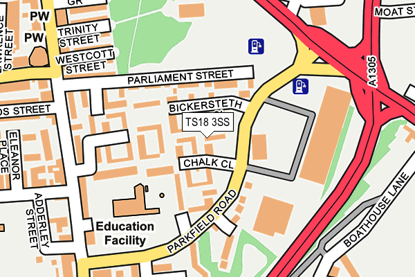TS18 3SS map - OS OpenMap – Local (Ordnance Survey)