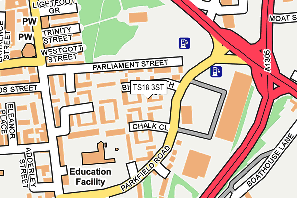 TS18 3ST map - OS OpenMap – Local (Ordnance Survey)