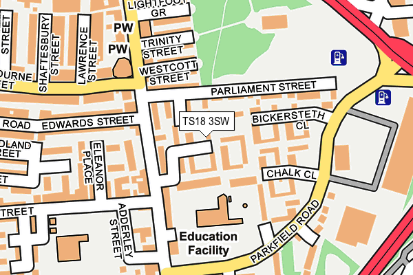 TS18 3SW map - OS OpenMap – Local (Ordnance Survey)