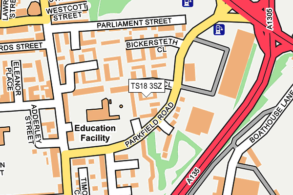 TS18 3SZ map - OS OpenMap – Local (Ordnance Survey)