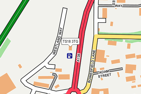 TS18 3TG map - OS OpenMap – Local (Ordnance Survey)