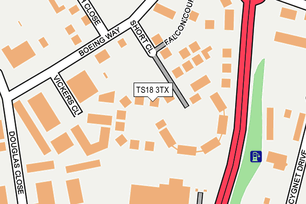 TS18 3TX map - OS OpenMap – Local (Ordnance Survey)