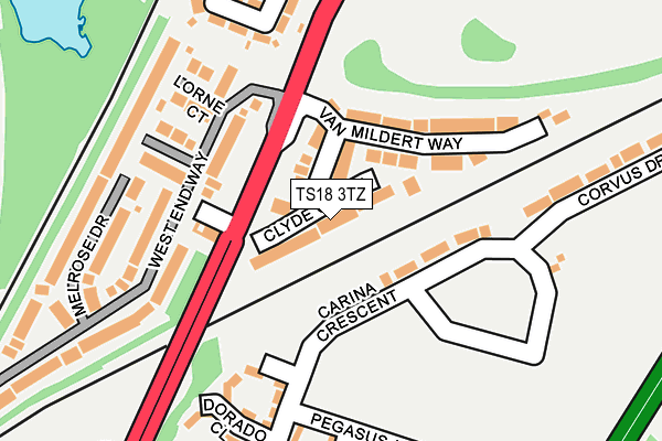 TS18 3TZ map - OS OpenMap – Local (Ordnance Survey)