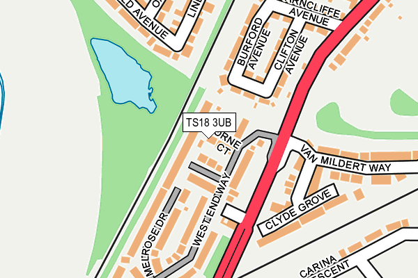 TS18 3UB map - OS OpenMap – Local (Ordnance Survey)
