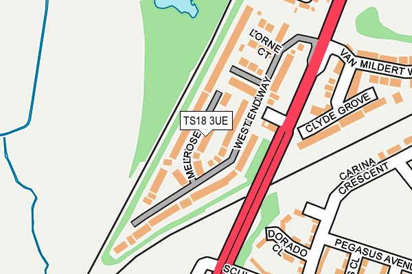 TS18 3UE map - OS OpenMap – Local (Ordnance Survey)