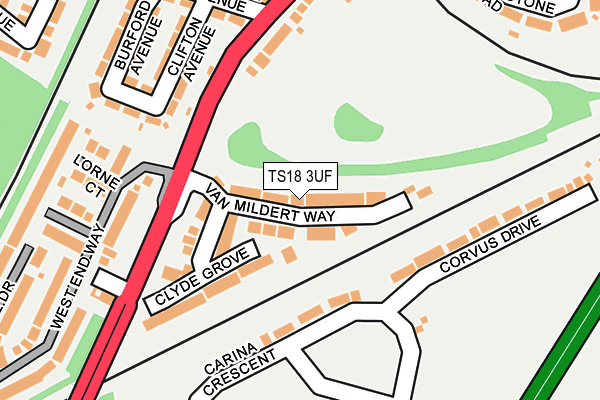 TS18 3UF map - OS OpenMap – Local (Ordnance Survey)