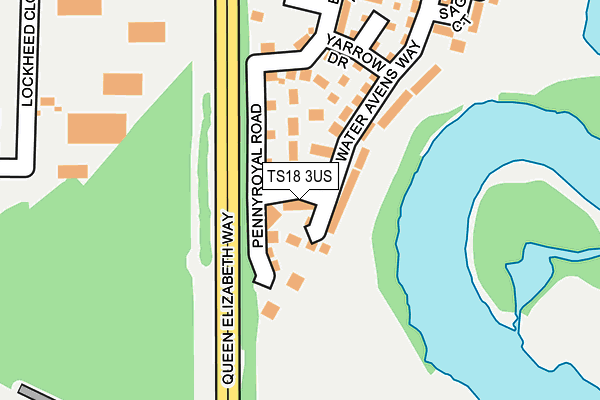 TS18 3US map - OS OpenMap – Local (Ordnance Survey)