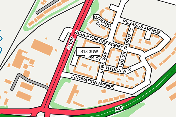 TS18 3UW map - OS OpenMap – Local (Ordnance Survey)