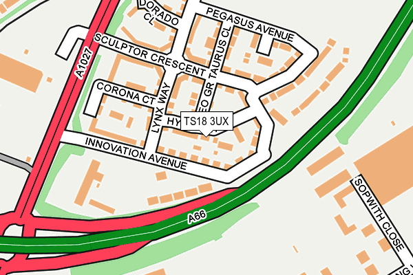TS18 3UX map - OS OpenMap – Local (Ordnance Survey)
