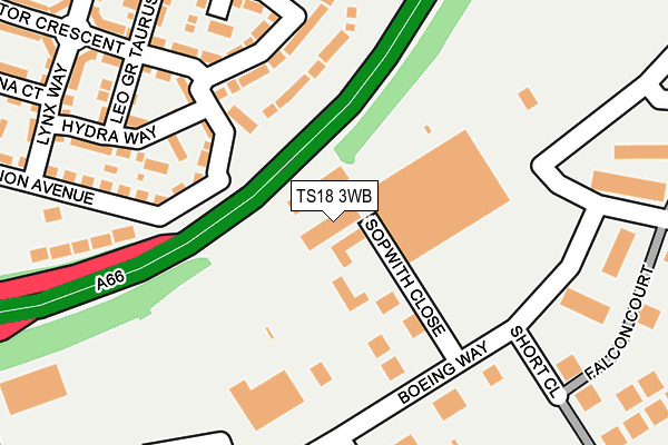 TS18 3WB map - OS OpenMap – Local (Ordnance Survey)